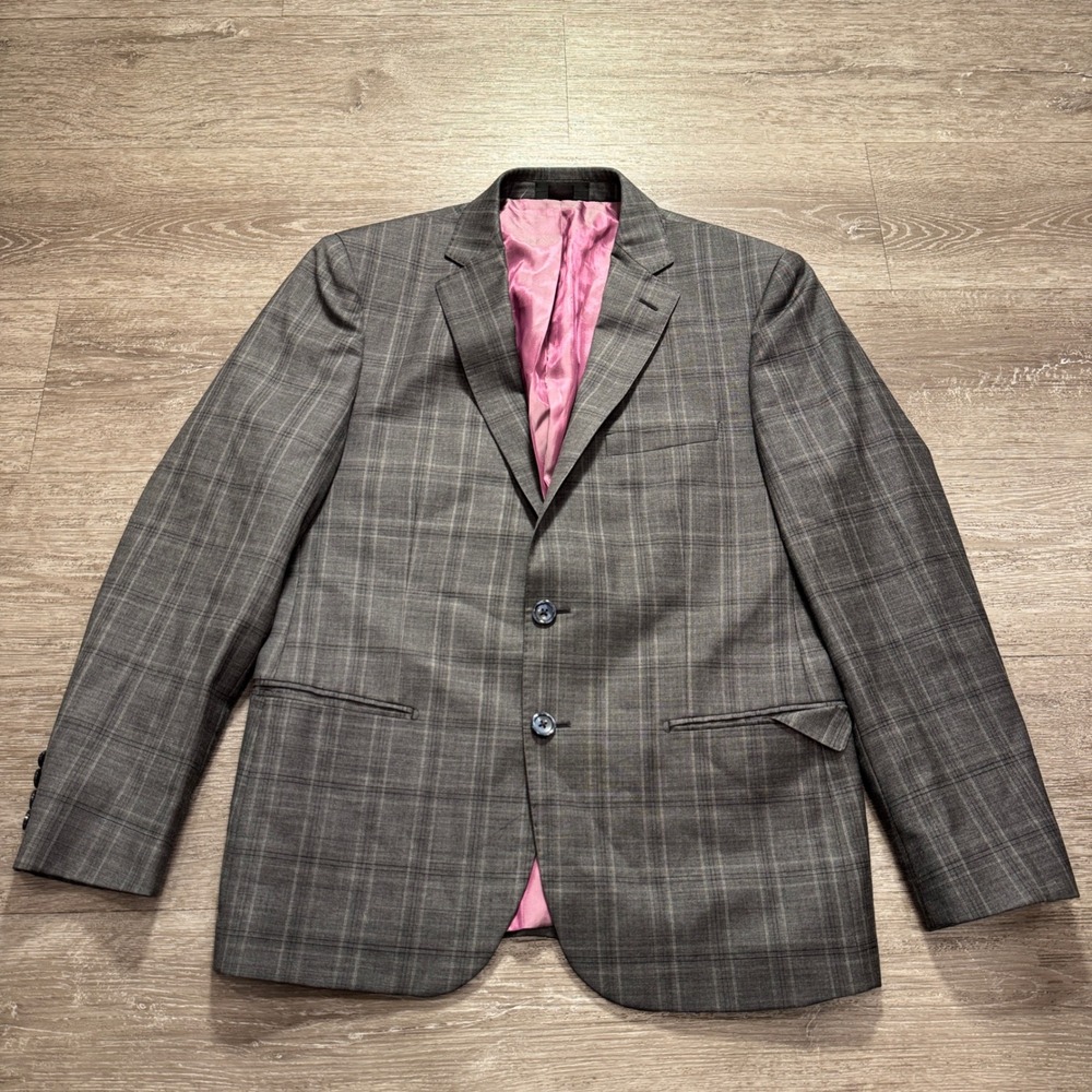 Zanetti Porto Blazer Men 42S Gray Plaid Wool Lanificio Di Biella Luxury Coat